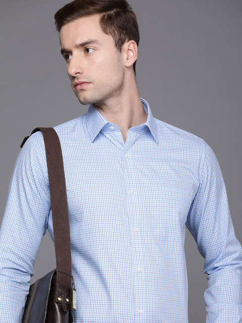

Raymond Men Blue Checked Slim Fit Pure Cotton Formal Shirt