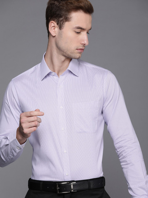 

Raymond Men Light Blue Slim Fit Striped Pure Cotton Formal Shirt
