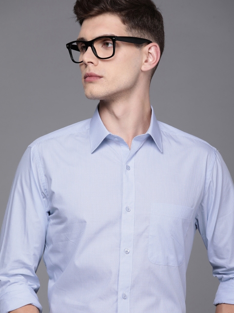 

Raymond Men Blue Slim Fit Self Design Pure Cotton Formal Shirt