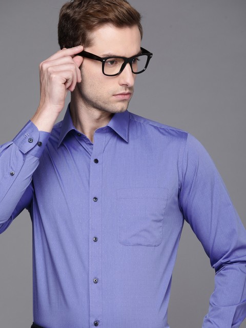 

Raymond Men Blue Self-Design Slim Fit Pure Cotton Formal Shirt
