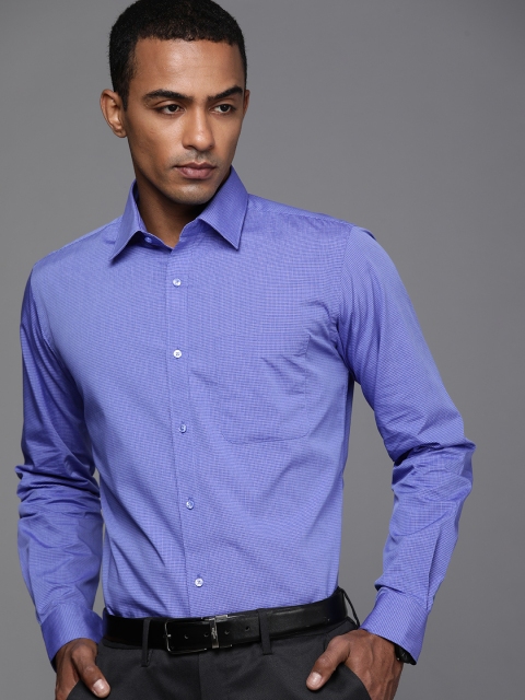 

Raymond Men Blue Slim Fit Checked Formal Shirt