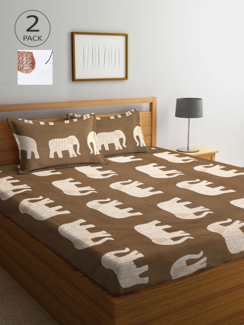 

KLOTTHE Set of 2 210 TC Multi Printed Cotton Double Bedsheet with 2 Pillow Covers