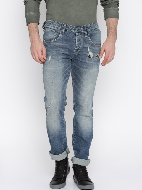 

Jack & Jones Men Blue Clark Regular Fit Low-Rise Mildly Distressed Stretchable Jeans