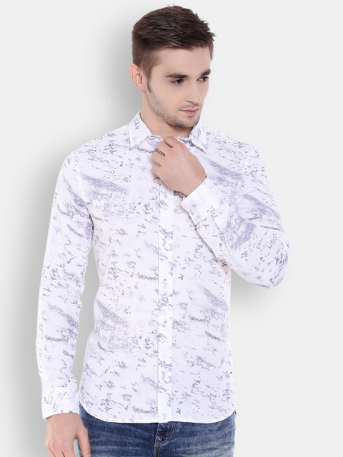 

Jack & Jones Men Off-White Slim Fit Printed Casual Shirt