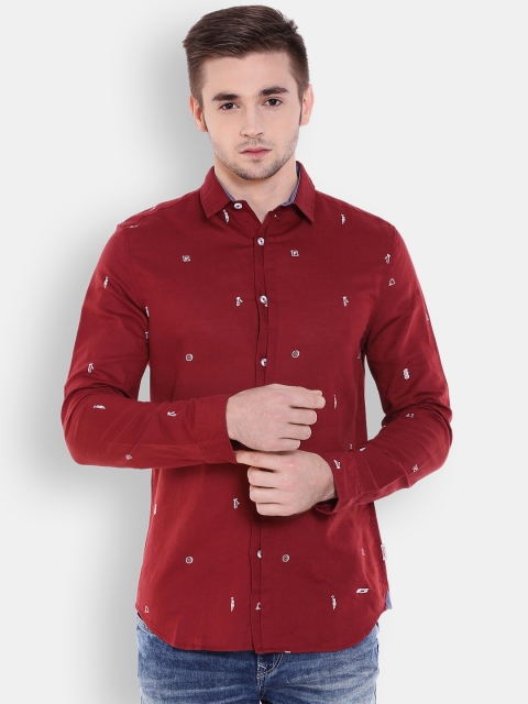 

Jack & Jones Men Red Slim Fit Printed Casual Shirt