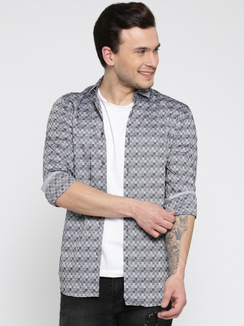 

Jack & Jones Men Grey Slim Fit Checked Casual Shirt