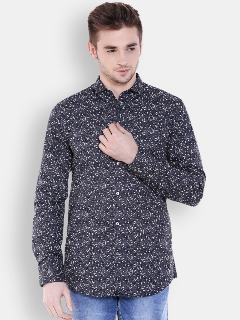 

Jack & Jones Men Charcoal Slim Fit Printed Casual Shirt