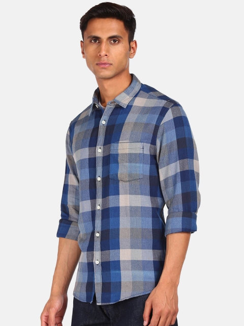 

Ruggers Men Blue Pure Cotton Buffalo Checks Casual Shirt