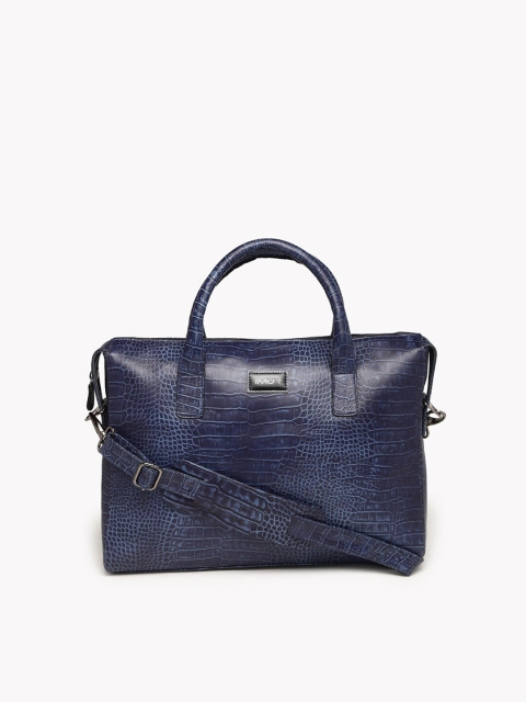 

IMUR Unisex Blue Textured Leather Laptop Bag