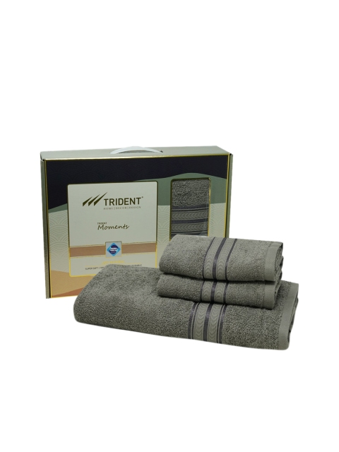 

Trident Set Of 3 Grey Solid 400 GSM Pure Cotton Towel Set