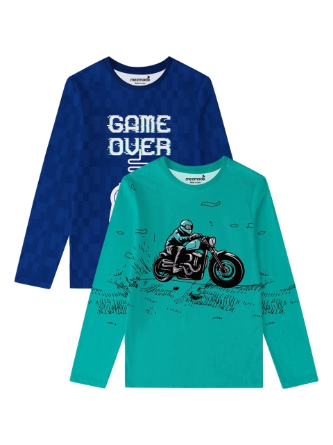 

mezmoda Boys Multicoloured Biker 2 Printed Applique T-shirt, Multi