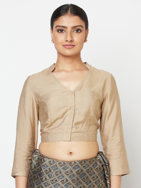 

Fabindia Beige Solid Silk Saree Blouse