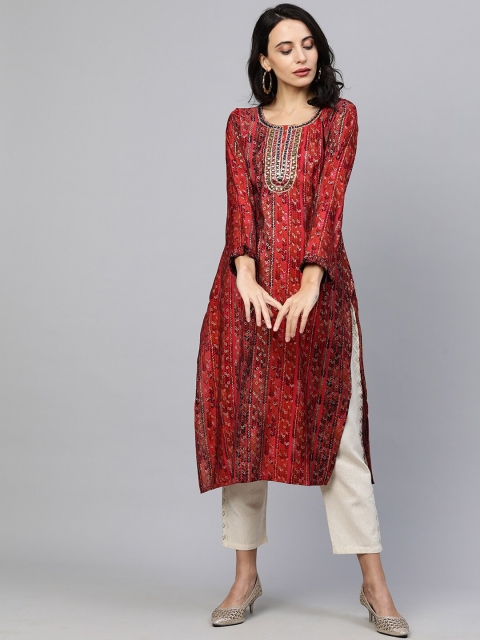

FASHOR Women Pink Printed Kurta