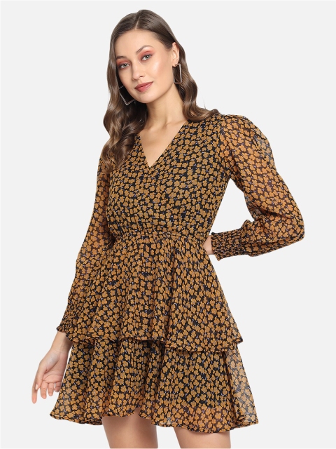 

Trend Arrest Yellow Animal Georgette Dress