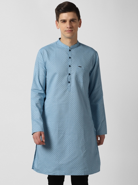 

Peter England Men Pure Cotton Blue Floral Printed Kurta