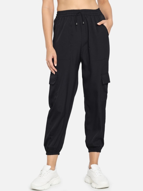 

Trend Arrest Women Black Loose Fit High-Rise Joggers Trousers
