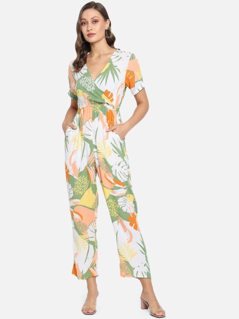 

Trend Arrest Green & White Printed Basic Jumpsuit