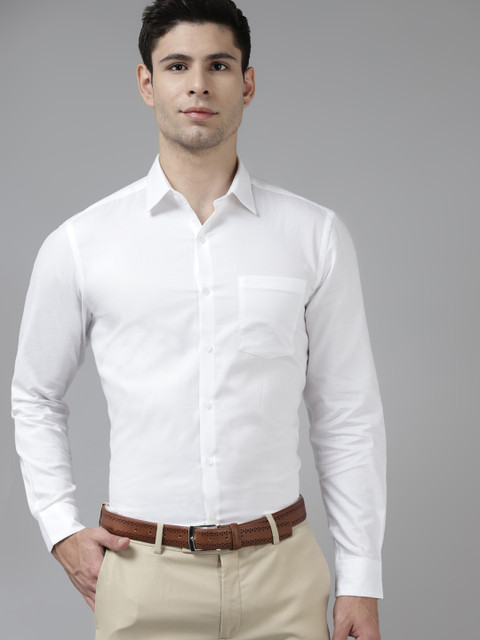 

Arrow Men White Self Design Formal Formal Shirt