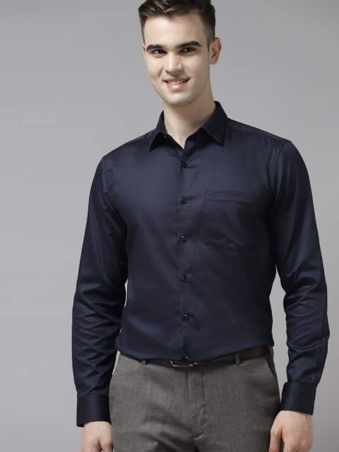 

Arrow Men Navy Blue Solid Cotton Formal Shirt