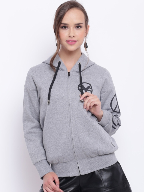 

Texco Women Grey Floral Fleece Sporty Jacket