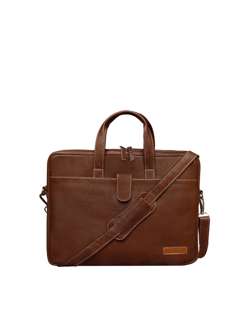 

ABYS Unisex Tan Textured Leather Laptop Bag