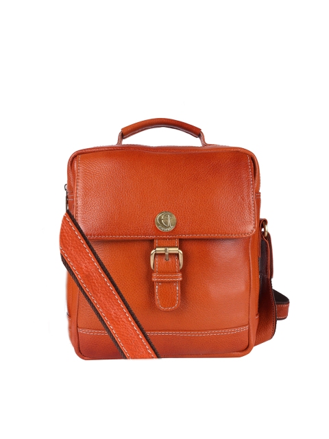 

HiLEDER Unisex Orange Textured Messenger Bag