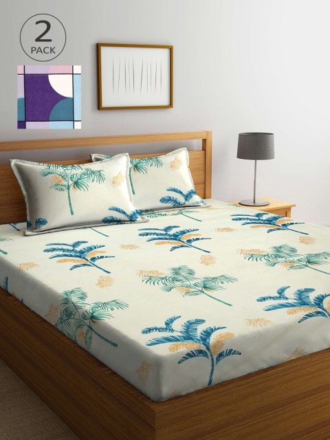 

KLOTTHE Pack Of 2 210 TC Cotton 2 King Bedsheet with 4 Pillow Covers, Multi