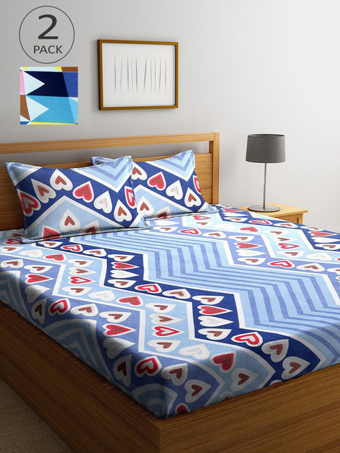 

KLOTTHE Multicoloured Printed 210 TC 2 King Bedsheet with 4 Pillow Covers, Multi