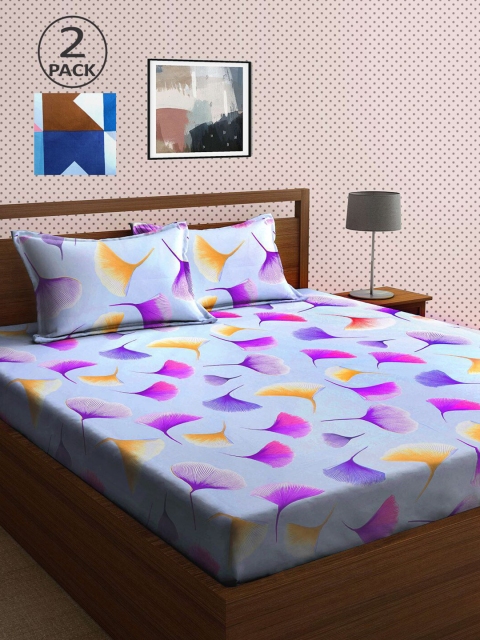 

KLOTTHE Blue & Pink Geometric 210 TC 2 King Bedsheet with 4 Pillow Covers