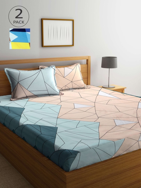 

KLOTTHE Multicoloured Printed 210 TC 2 King Bedsheet with 4 Pillow Covers, Multi