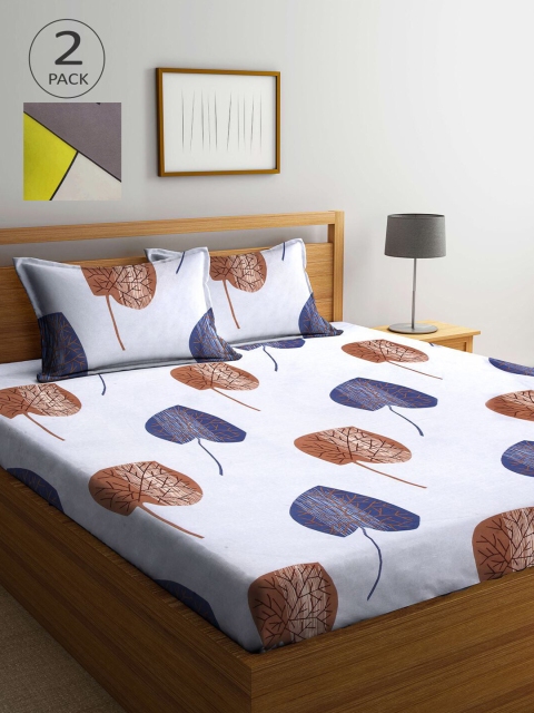 

KLOTTHE Pack Of 2 210 TC Cotton 2 King Bedsheet with 4 Pillow Covers, Multi