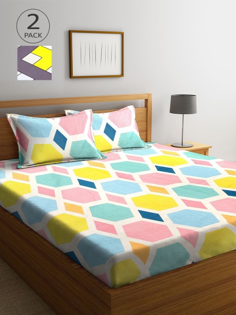 

KLOTTHE Multicoloured Printed 210 TC 2 King Bedsheet with 4 Pillow Covers, Multi