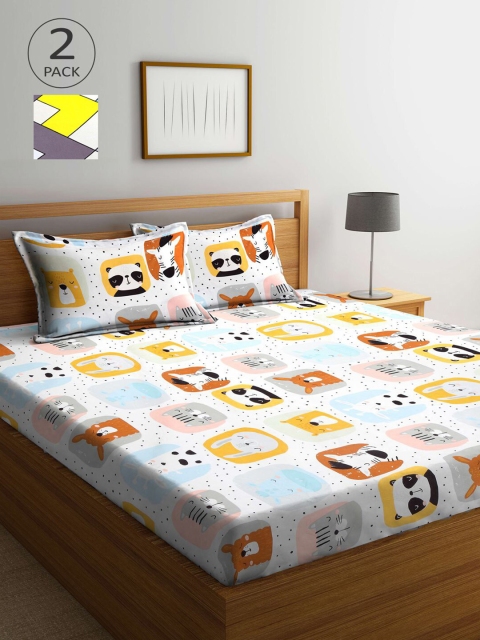 

KLOTTHE Multicoloured Printed 210 TC 2 King Bedsheet with 4 Pillow Covers, Multi
