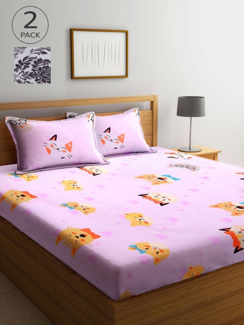 

KLOTTHE Multicoloured Printed 210 TC 2 King Bedsheet with 4 Pillow Covers, Multi