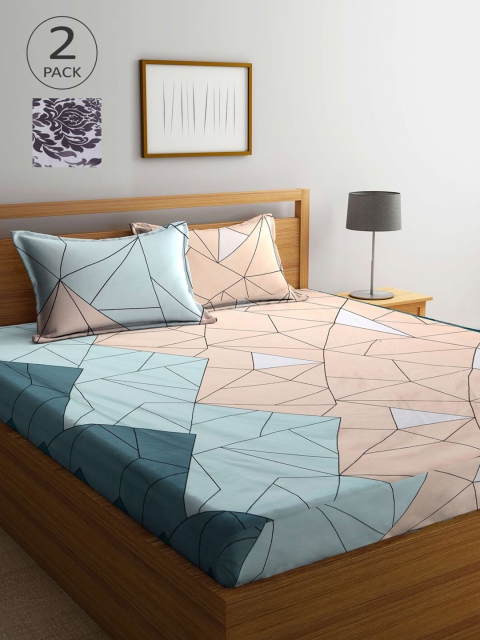 

KLOTTHE Pack Of 2 210 TC Cotton 2 King Bedsheet with 4 Pillow Covers, Multi