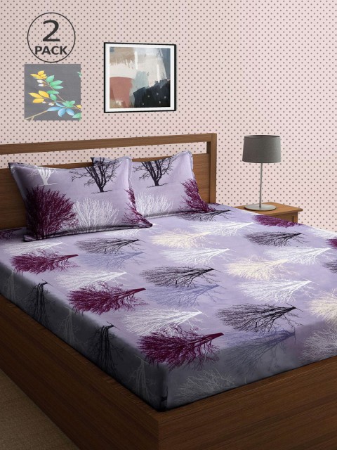 

KLOTTHE Grey & Maroon 210 TC 2 King Bedsheet with 4 Pillow Covers