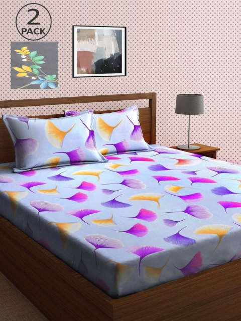 

KLOTTHE Pack Of 2 210 TC Cotton 2 King Bedsheet with 4 Pillow Covers, Multi