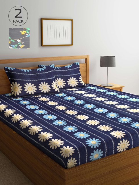 

KLOTTHE Multicoloured Printed 210 TC 2 King Bedsheet with 4 Pillow Covers, Multi