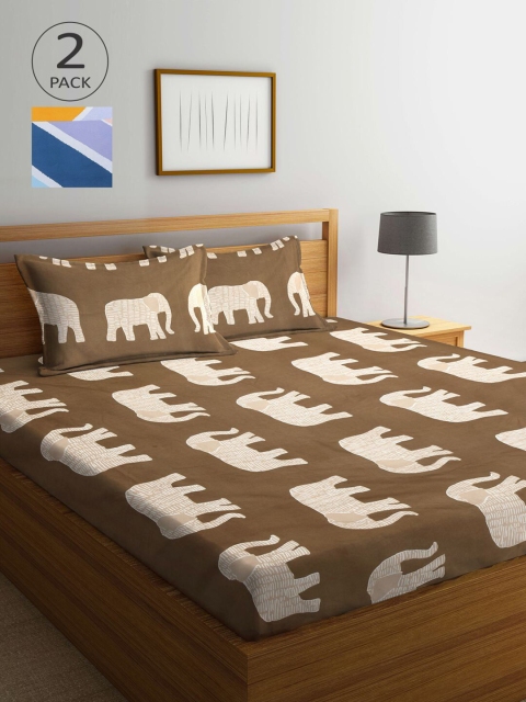 

KLOTTHE Pack Of 2 210 TC Cotton 2 King Bedsheet with 4 Pillow Covers, Multi