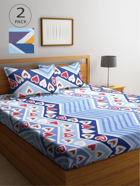 

KLOTTHE Multicoloured Printed 210 TC 2 King Bedsheet with 4 Pillow Covers, Multi