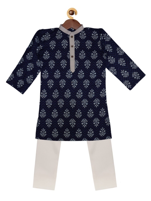 

SOULFULLY INDIAN Boys Blue Printed Regular Kurta with Trousers