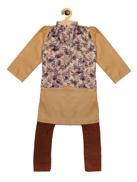 

SOULFULLY INDIAN Boys Gold-Toned Regular Pure Cotton Kurta with Pyjamas
