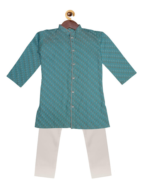 

SOULFULLY INDIAN Boys Sea Green Printed Regular Kurta with Pyjamas