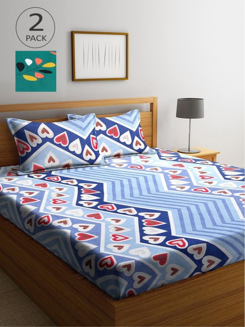 

KLOTTHE Multicoloured Printed 210 TC 2 King Bedsheet with 4 Pillow Covers, Multi