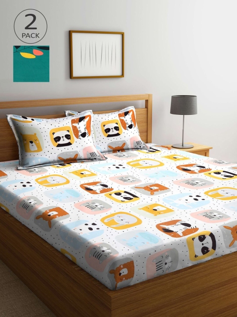 

KLOTTHE Multicoloured Printed 210 TC 2 King Bedsheet with 4 Pillow Covers, Multi