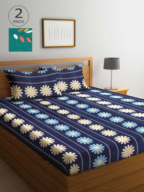 

KLOTTHE Set Of 2 210TC Double King Bedsheets With 4 Pillow Covers, Green