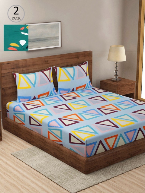 

KLOTTHE Multicoloured Printed 210 TC 2 King Bedsheet with 4 Pillow Covers, Multi