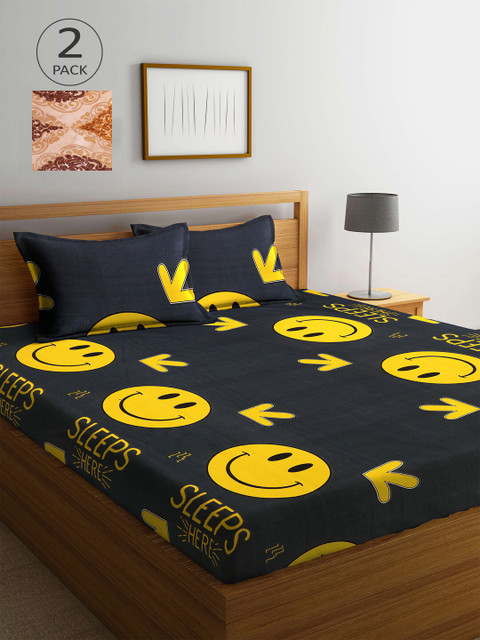 

KLOTTHE Multicoloured Printed 210 TC 2 King Bedsheet with 4 Pillow Covers, Multi