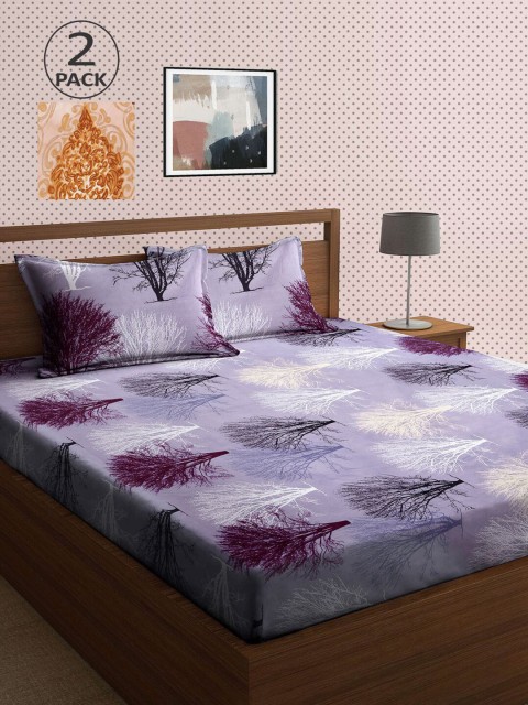 

KLOTTHE Lavender & White 210 TC 2 King Bedsheet with 4 Pillow Covers