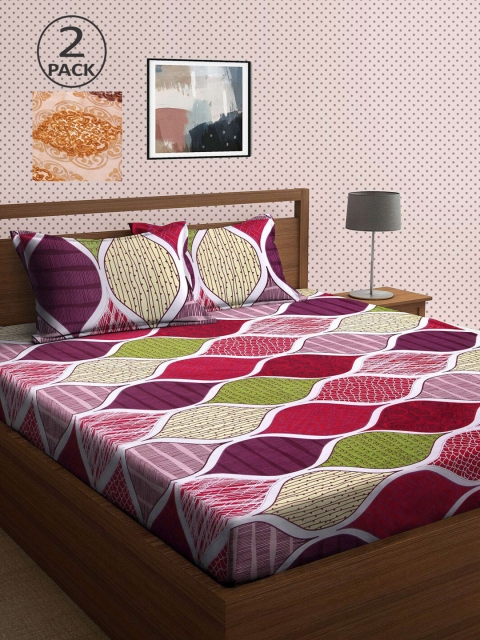 

KLOTTHE Set Of 2 210TC Double King Bedsheets With 4 Pillow Covers, Black